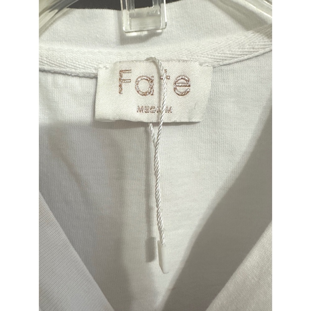 Fate White Floral Embroidered Cap Sleeve Cotton T-Shirt Sz Medium Cottagecore - Picture 5 of 8